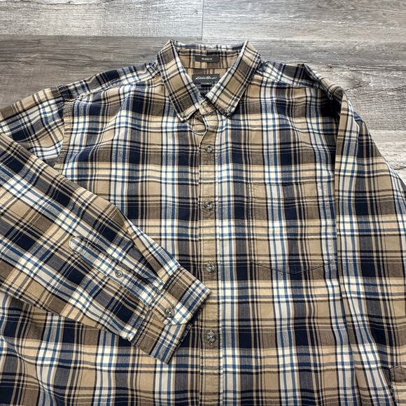 Eddie Bauer Flannel Tartan Plaid Mens‎ XL Relaxed Chest Pocket Button Down Shirt - Picture 1 of 10